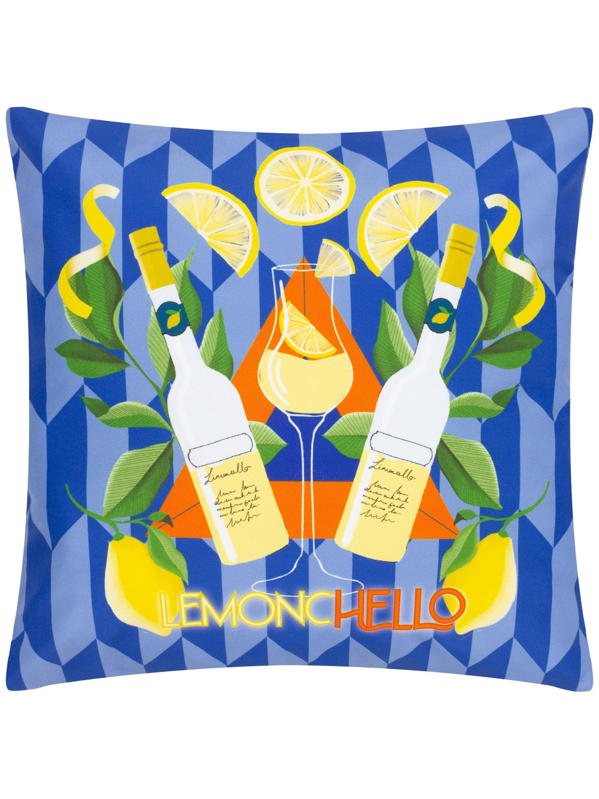 Furn Blue Limonchello Abstract outdoor cushion 43cm, UK version