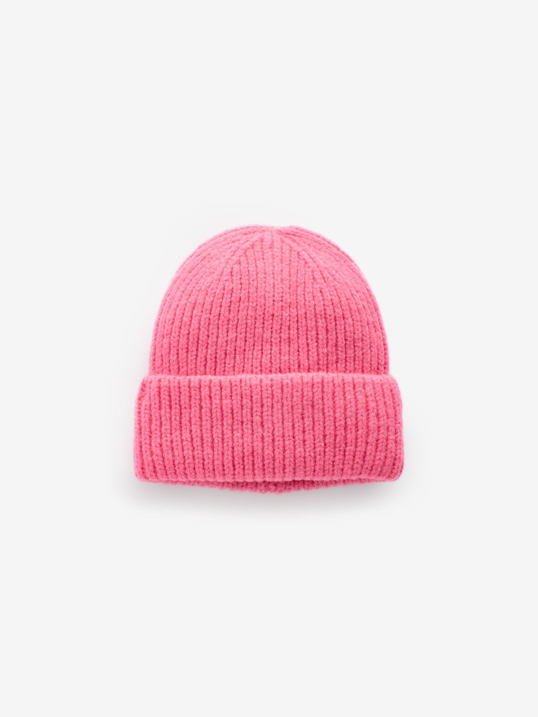 Bright pink fluffy beanie for children 1-16 years - British product