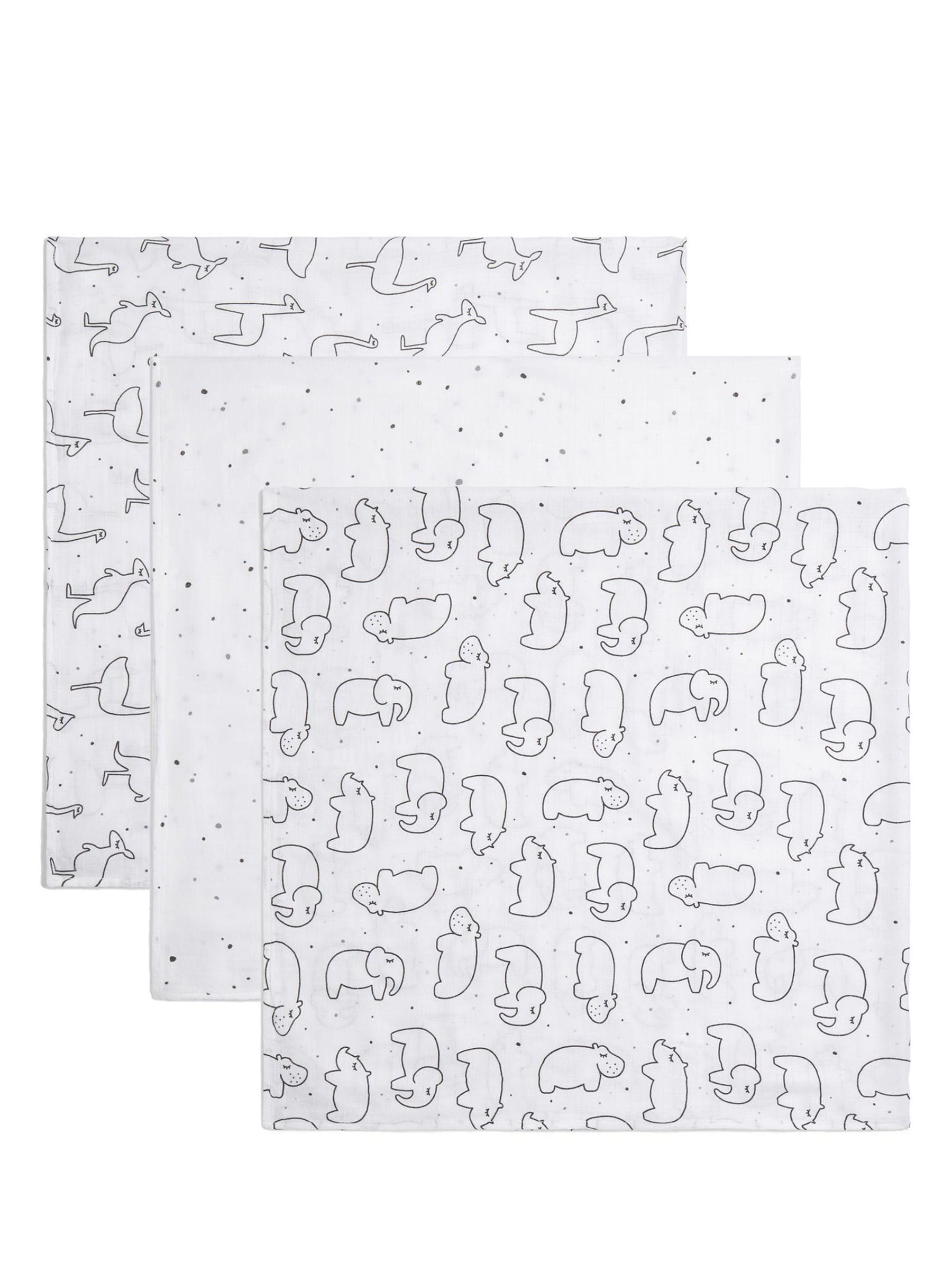 Panda baby muslins 3 pack freckles 70x70cm (British brand)