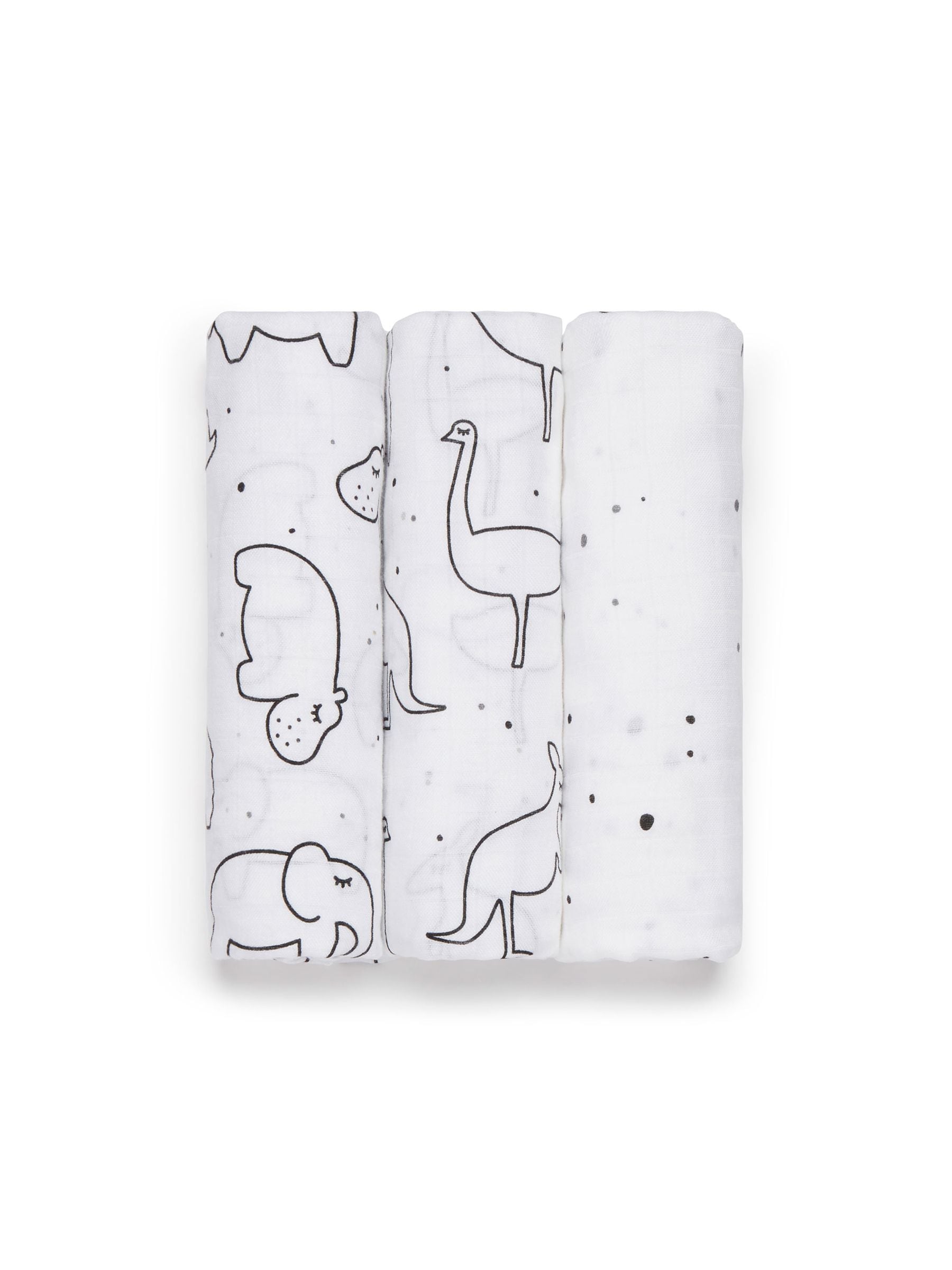 Panda baby muslins 3 pack freckles 70x70cm (British brand)