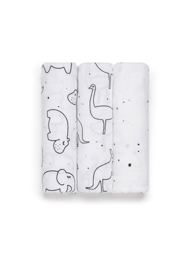 Panda baby muslins 3 pack freckles 70x70cm (British brand)