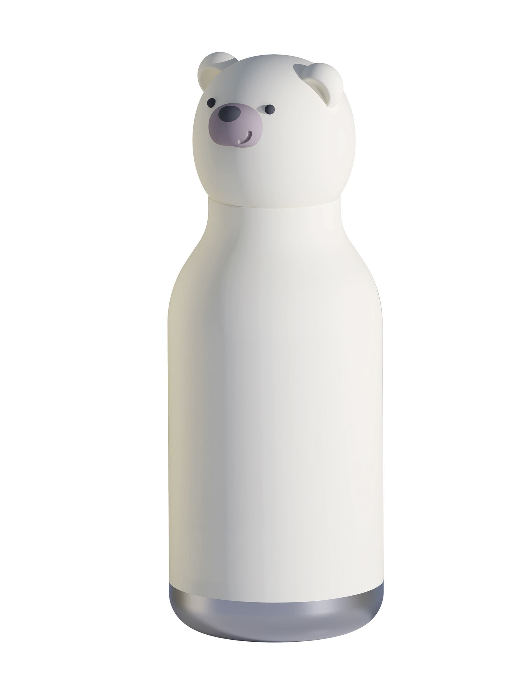 Stainless Steel Kids Water Bottle with Teddy Bear Lid, 16oz, Spill-Proof with Reusable Straw