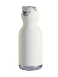 Stainless Steel Kids Water Bottle with Teddy Bear Lid, 16oz, Spill-Proof with Reusable Straw