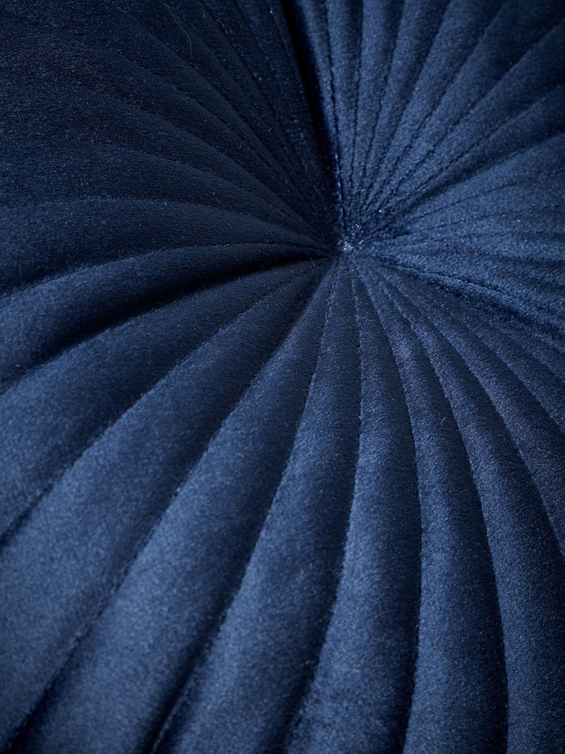 Catherine Lansfield navy blue round soft touch cushion, imported from the UK