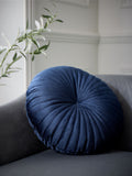 Catherine Lansfield navy blue round soft touch cushion, imported from the UK