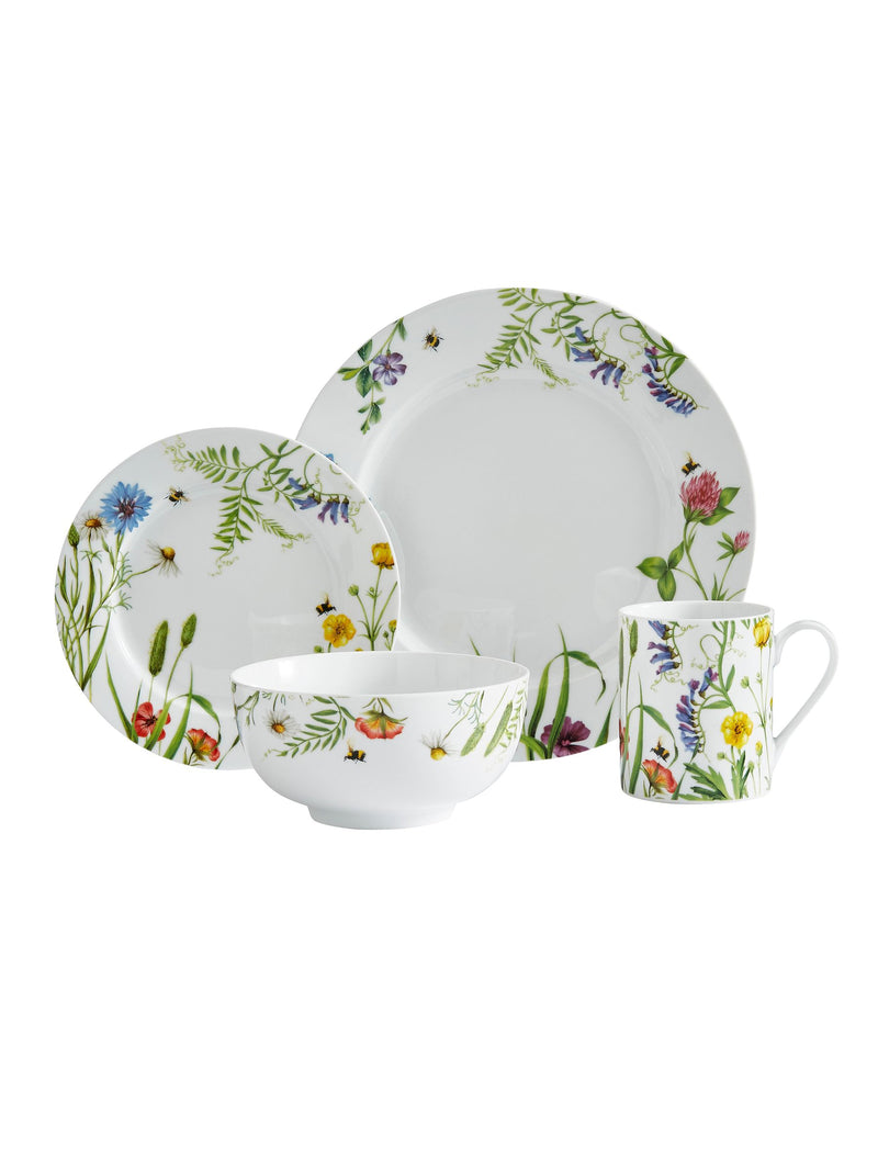 Portmeirion White Bumble Bee dinner set 16 piece, imported from the UK