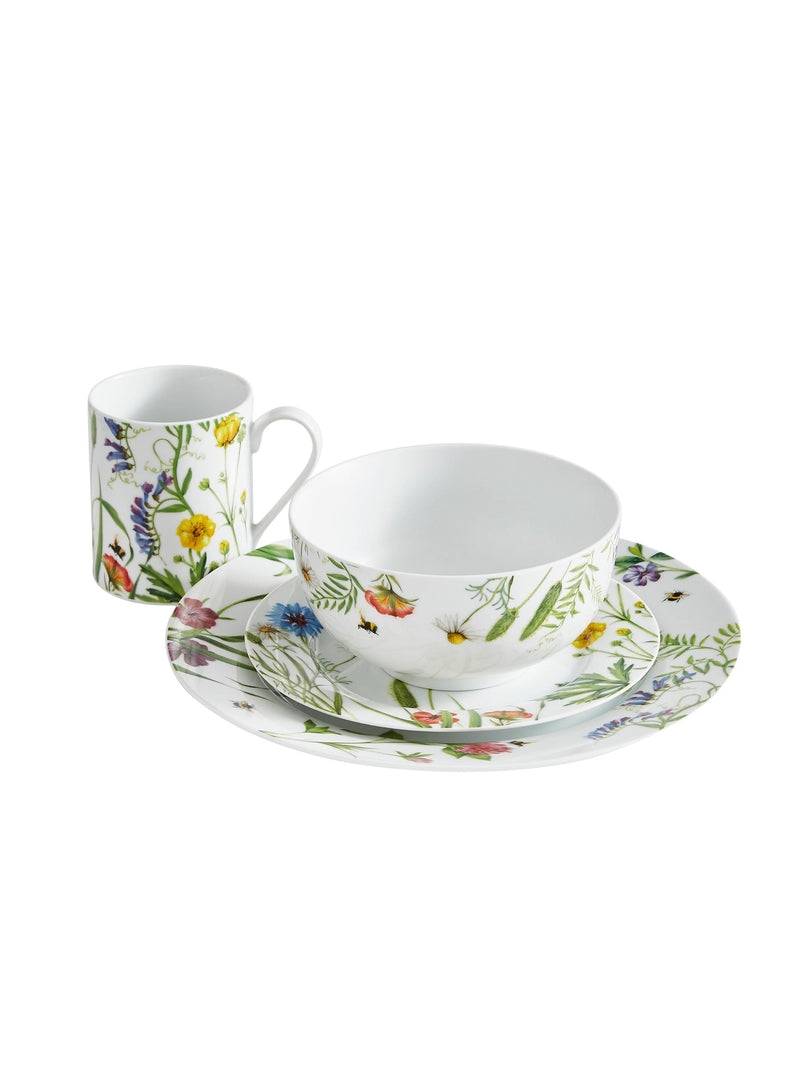 Portmeirion White Bumble Bee dinner set 16 piece, imported from the UK