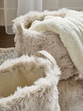 Beige faux fur storage baskets set of 2 (British brand)