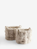 Beige faux fur storage baskets set of 2 (British brand)