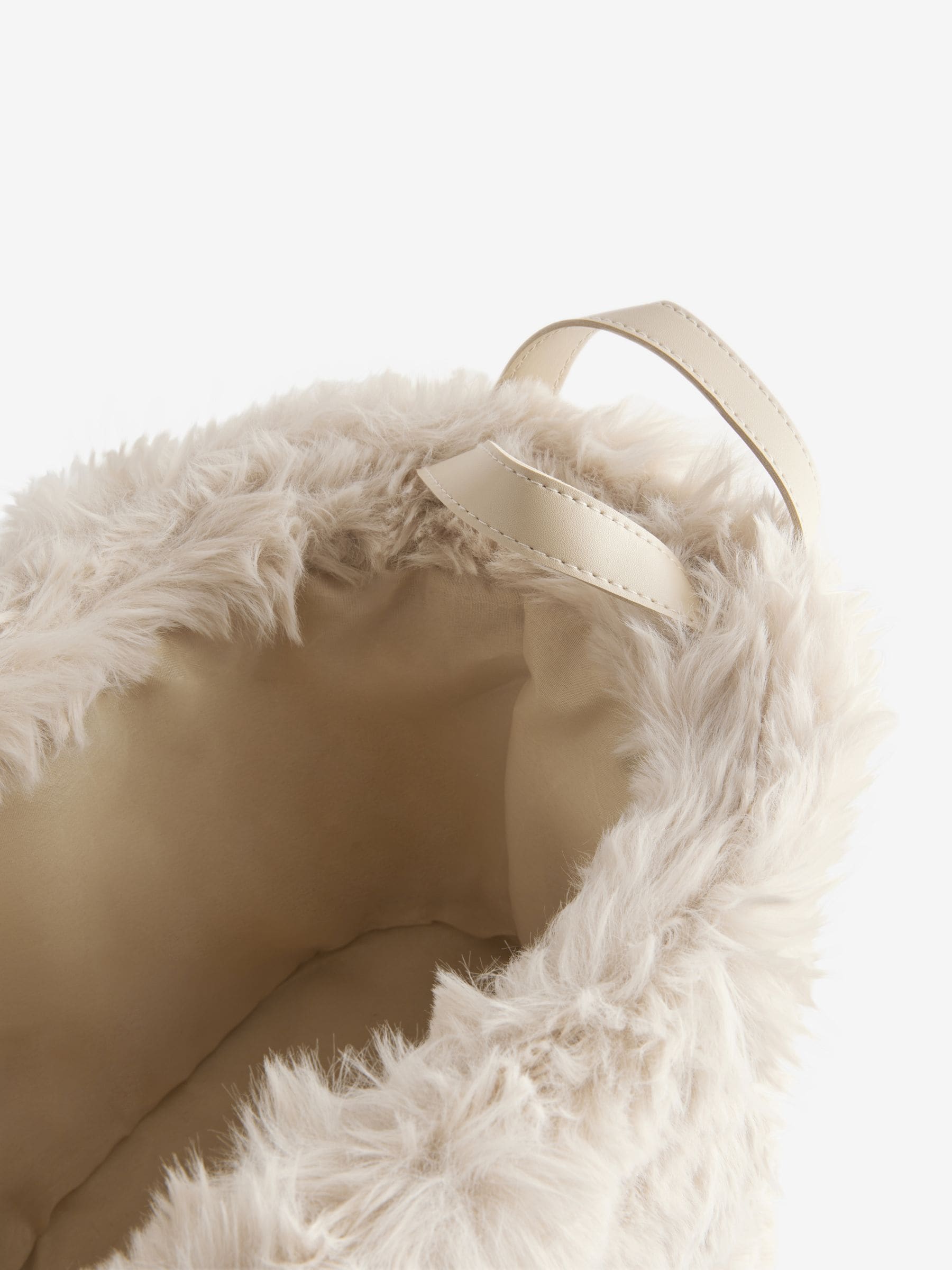 Beige faux fur storage baskets set of 2 (British brand)