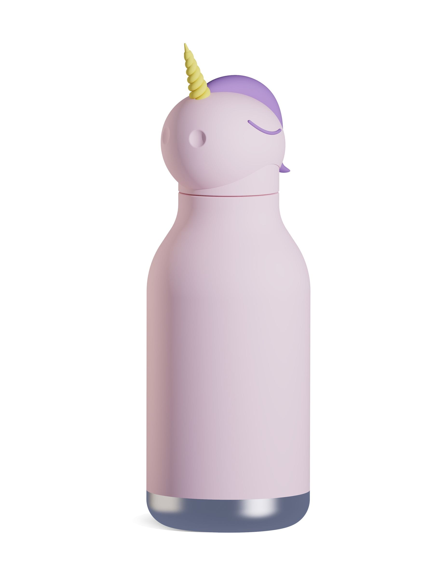Stainless Steel Kids Water Bottle with Teddy Bear Lid, 16oz, Spill-Proof with Reusable Straw