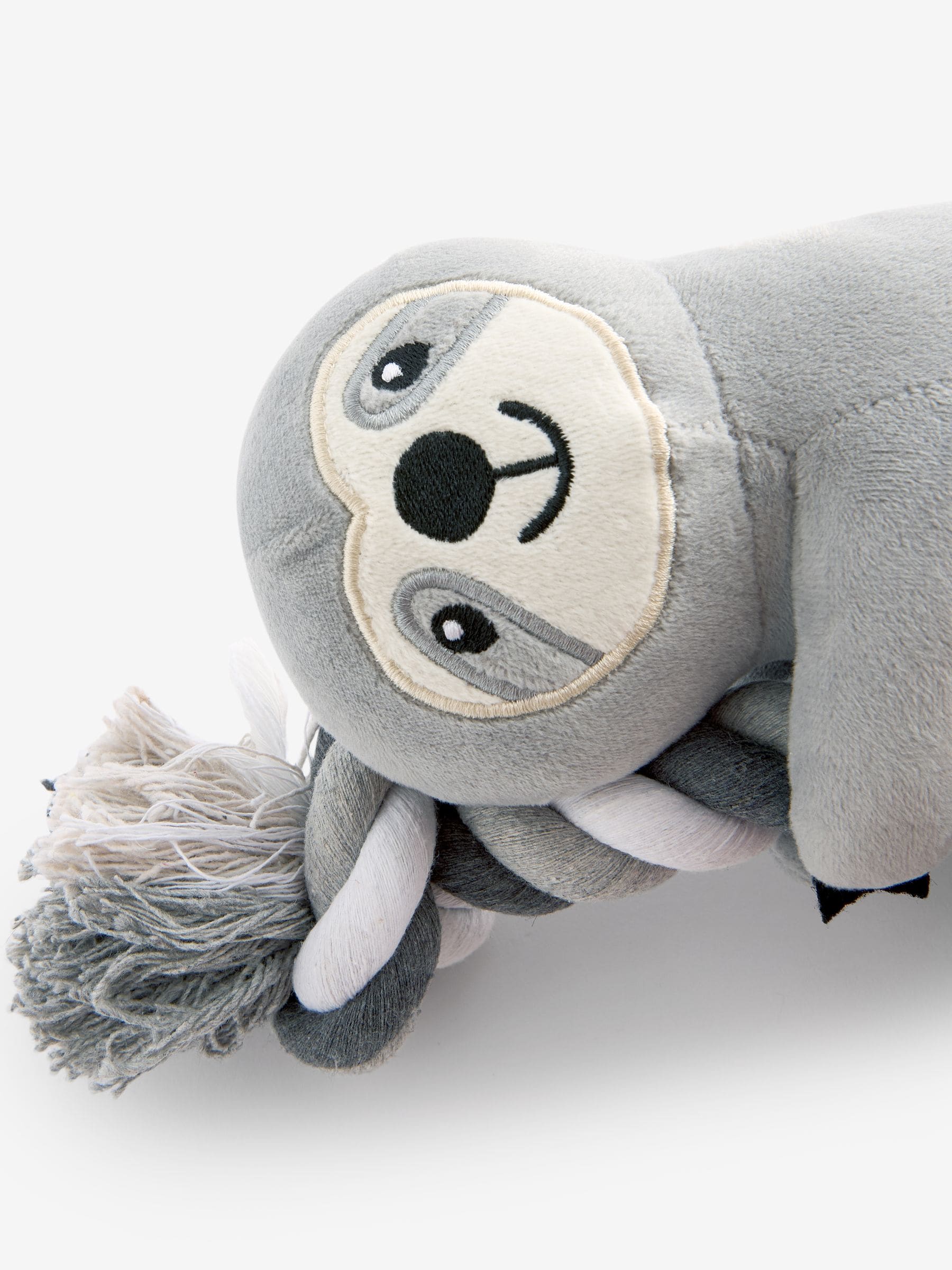 Sloth rope toy for dogs with squeaker, imported from the UK