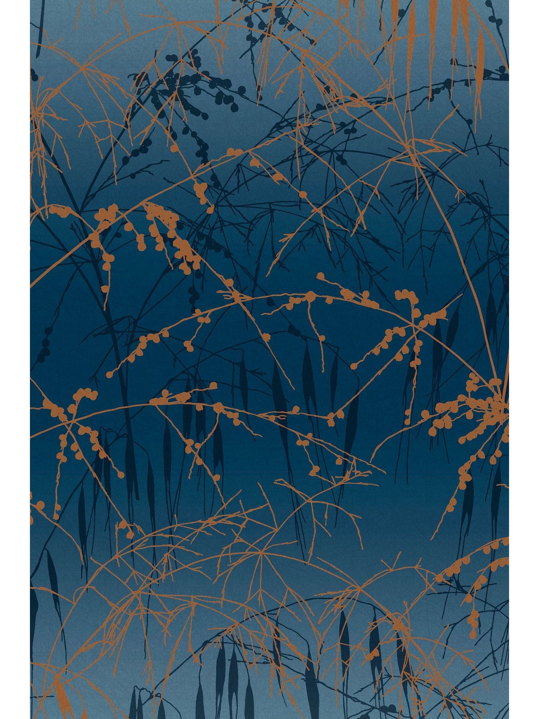 Clarissa Hulse Blue Meadow Grass French Copper wallpaper, imported from the UK