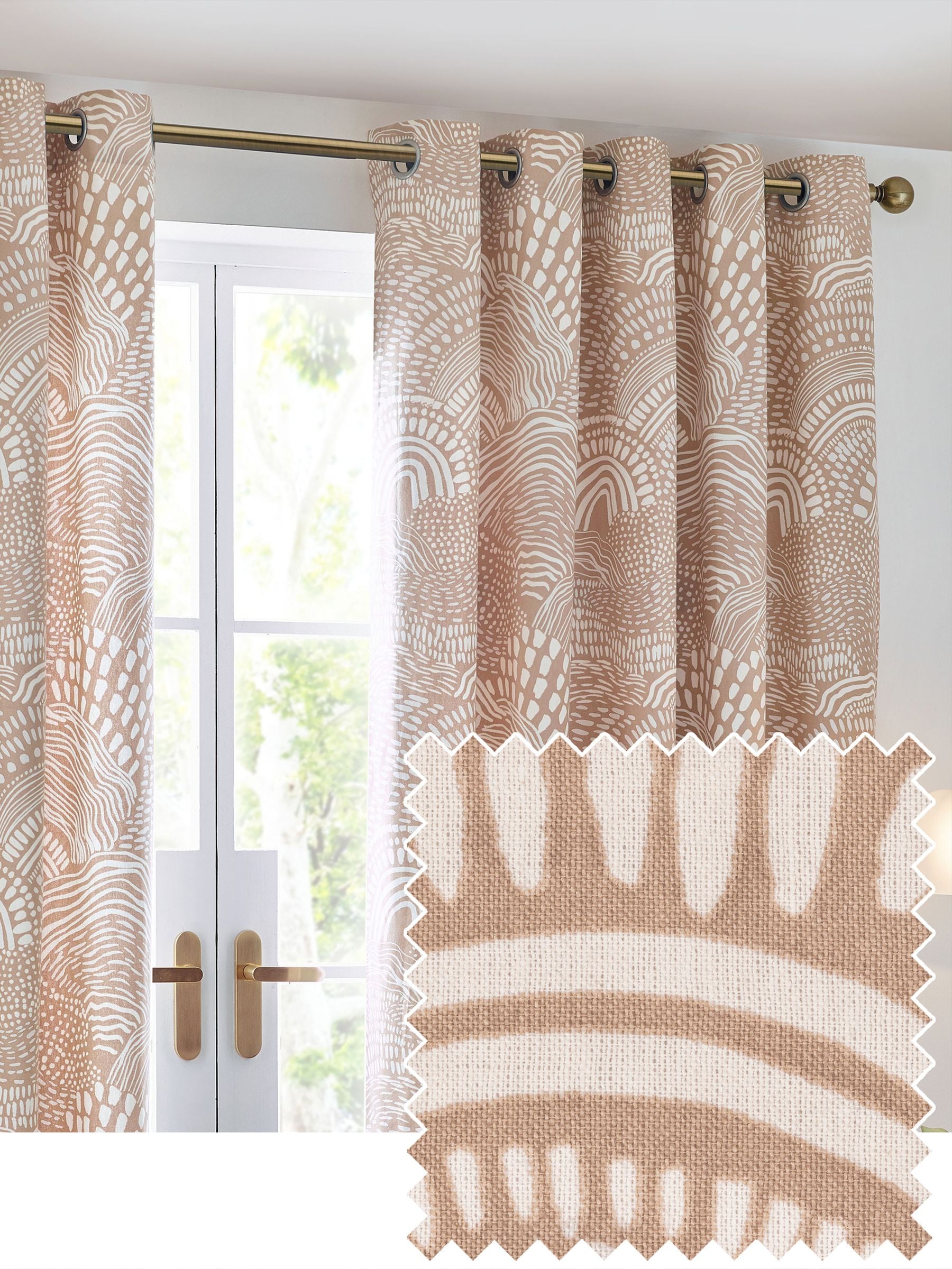 HÖEM Nola lightweight abstract eyelet curtains, UK version