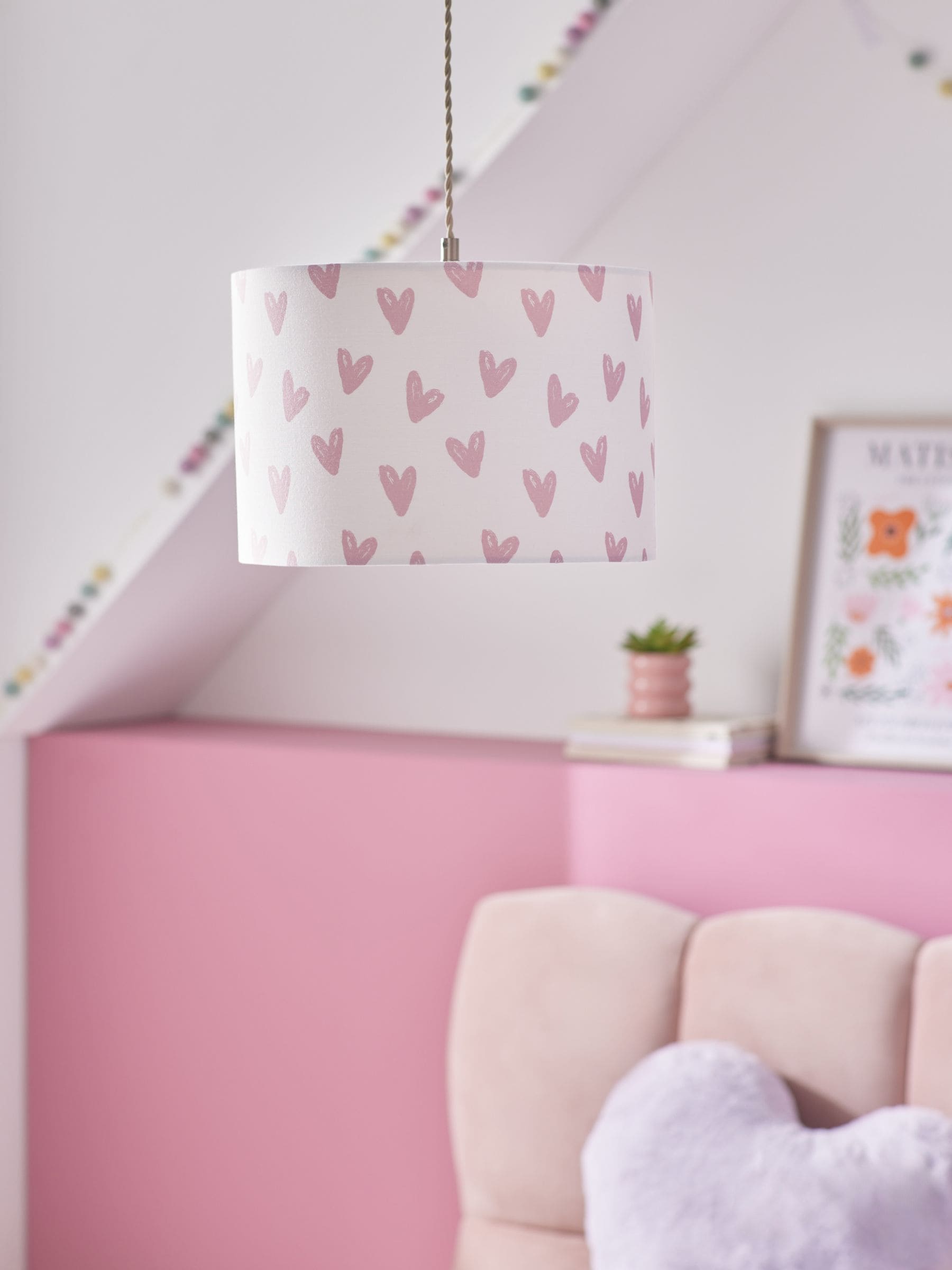 Pink Hearts easy fit ceiling lamp shade 30cm (British brand)