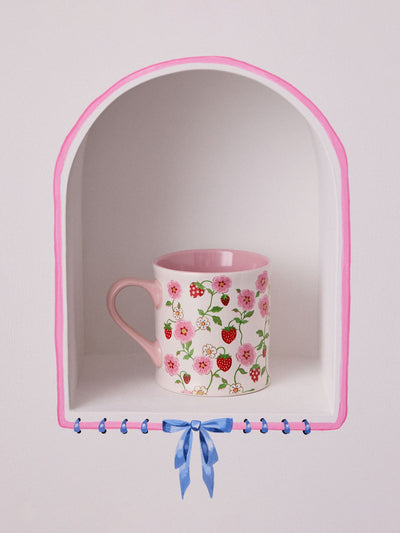 Ensemble de 4 tasses crème à motif fraise