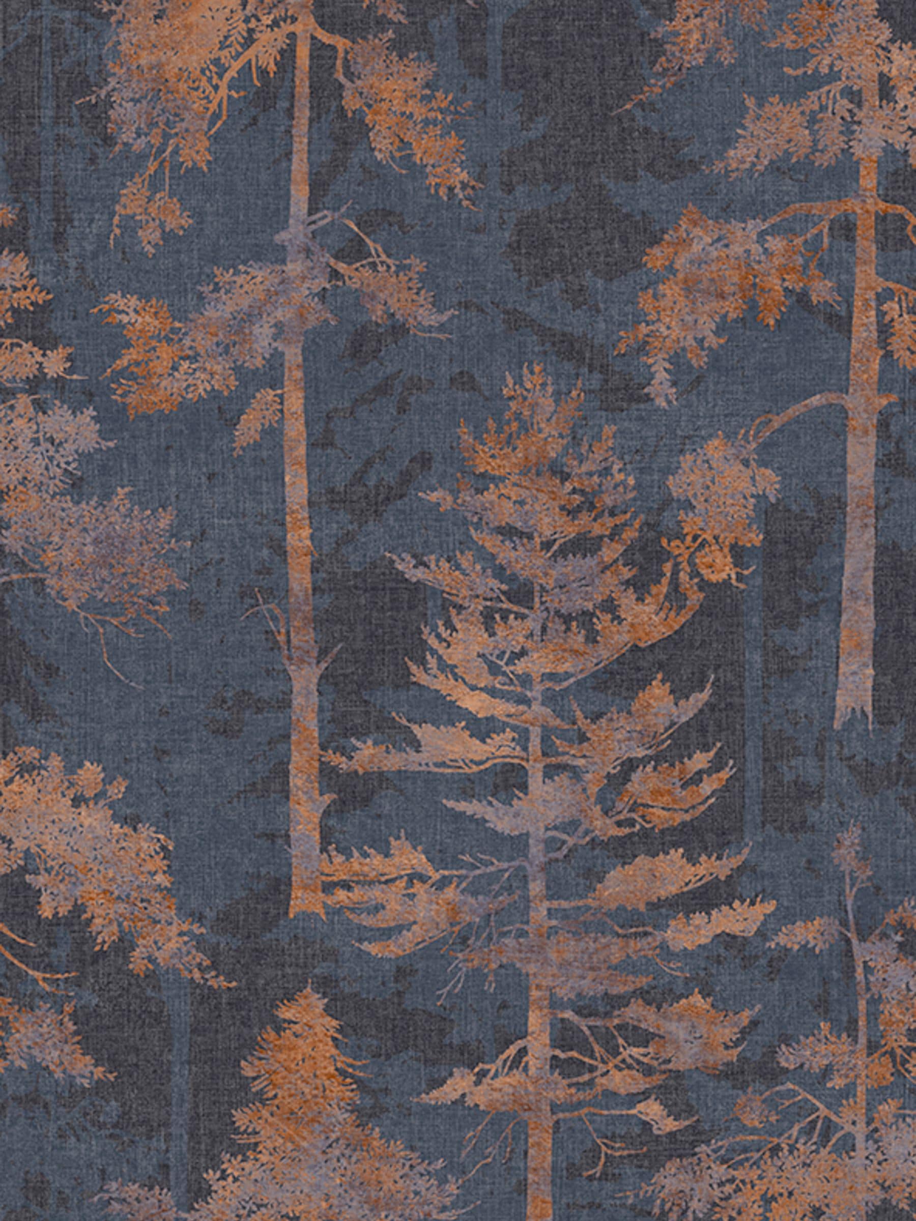 Graham & Brown Blue Norse Forrest Bark wallpaper sample, imported from the UK