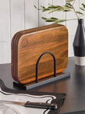 Bronx acacia wood chopping boards set of 3 with wire stand, UK version