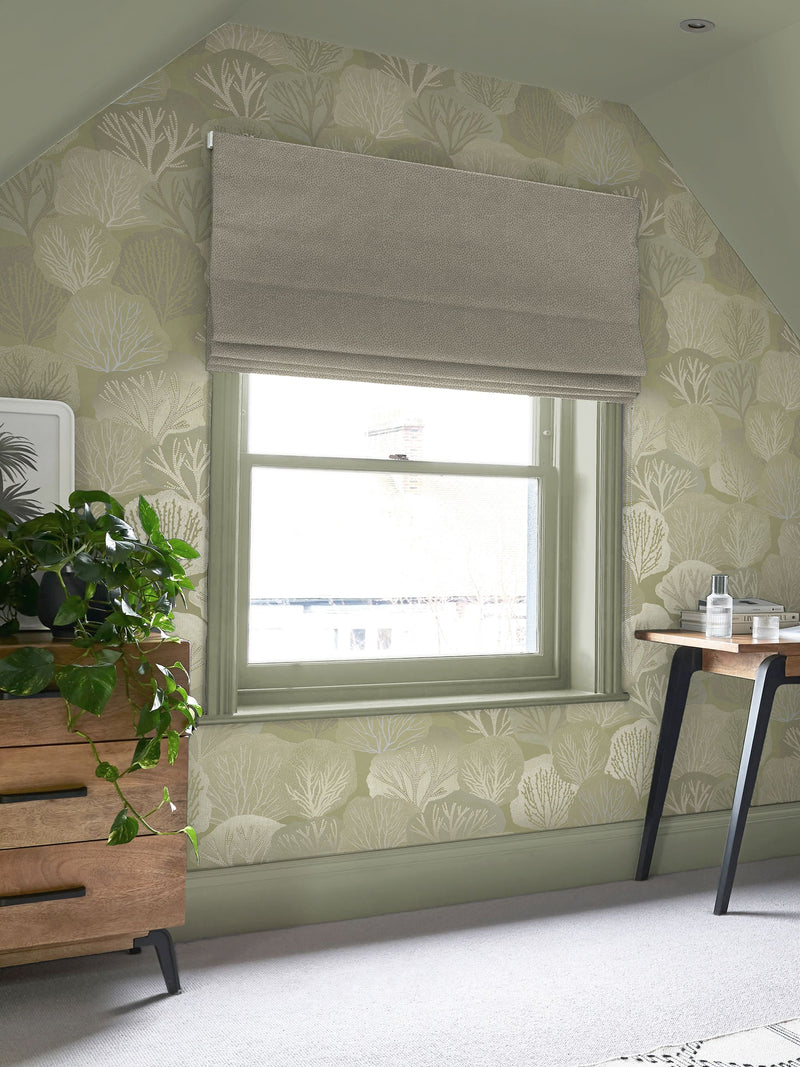 Graham & Brown Green Twyla wallpaper sample, UK version