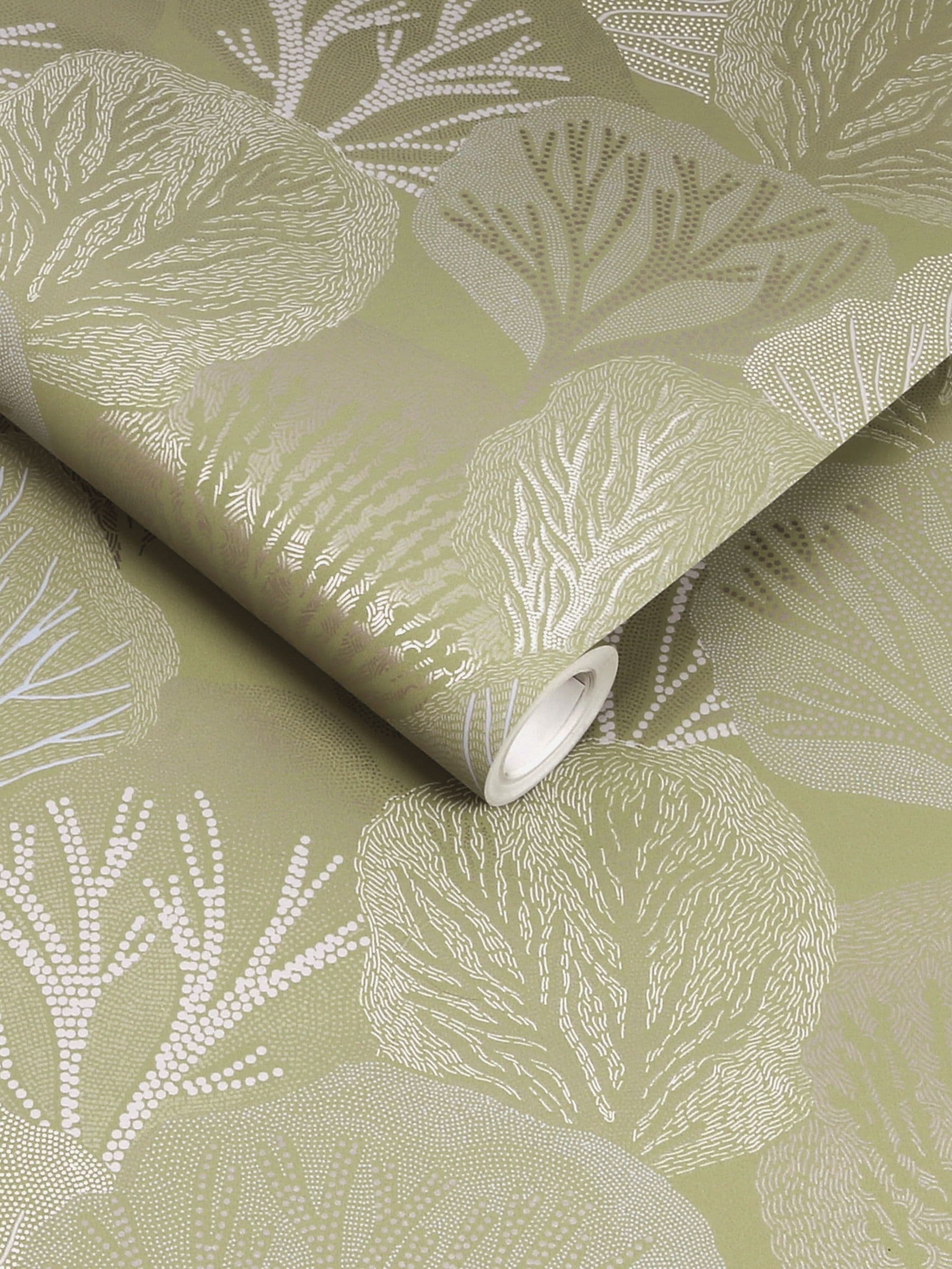 Graham & Brown Green Twyla wallpaper sample, UK version