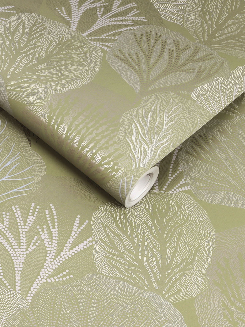 Graham & Brown Green Twyla wallpaper sample, UK version