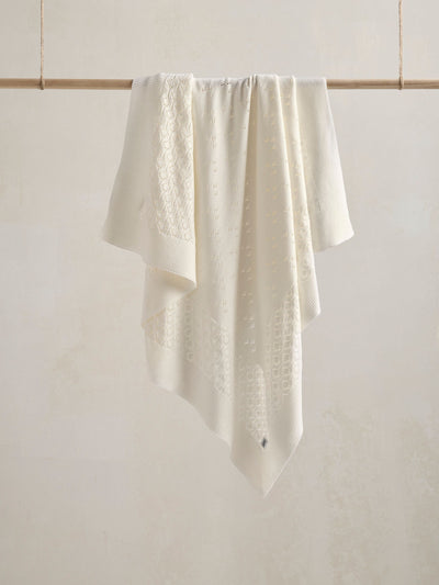 Next Mamas & Papas Cream Pointelle Small Knitted Blanket 90x90 cm- Buy online at McGrocer