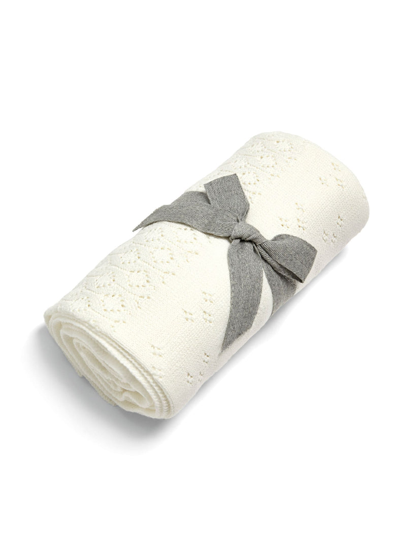 Mamas & Papas cream pointelle small knitted blanket (British brand)