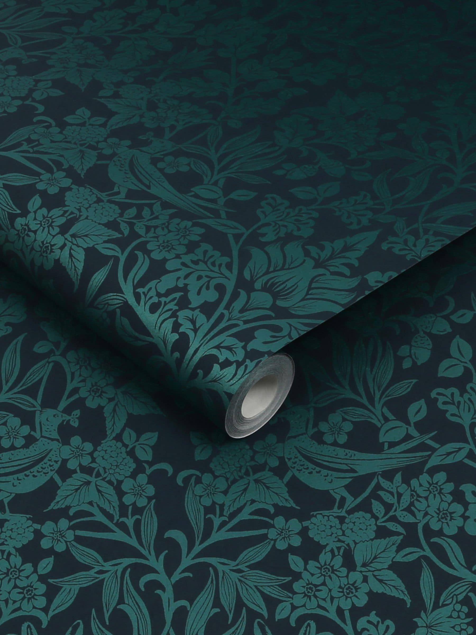 Graham Brown Hartley Damask wallpaper sample teal navy, imported from the UK