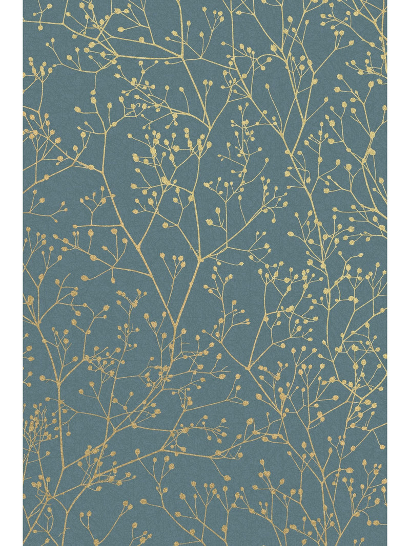 Clarissa Hulse blue gypsophila decorative paper with soft gold print (British brand)