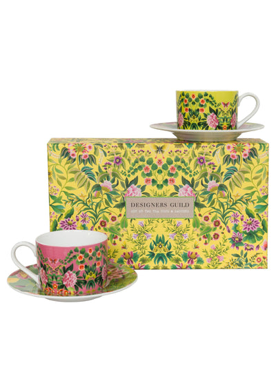 Next Designers Guild Ikebana Damask Tea Cups and Saucers Set Of 4- Buy online at McGrocer
