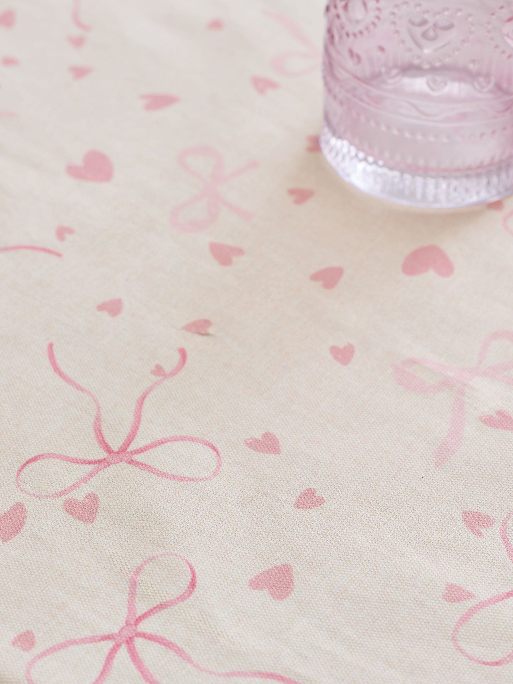 Pink Hearts and Bows Wipe Clean Tablecloth