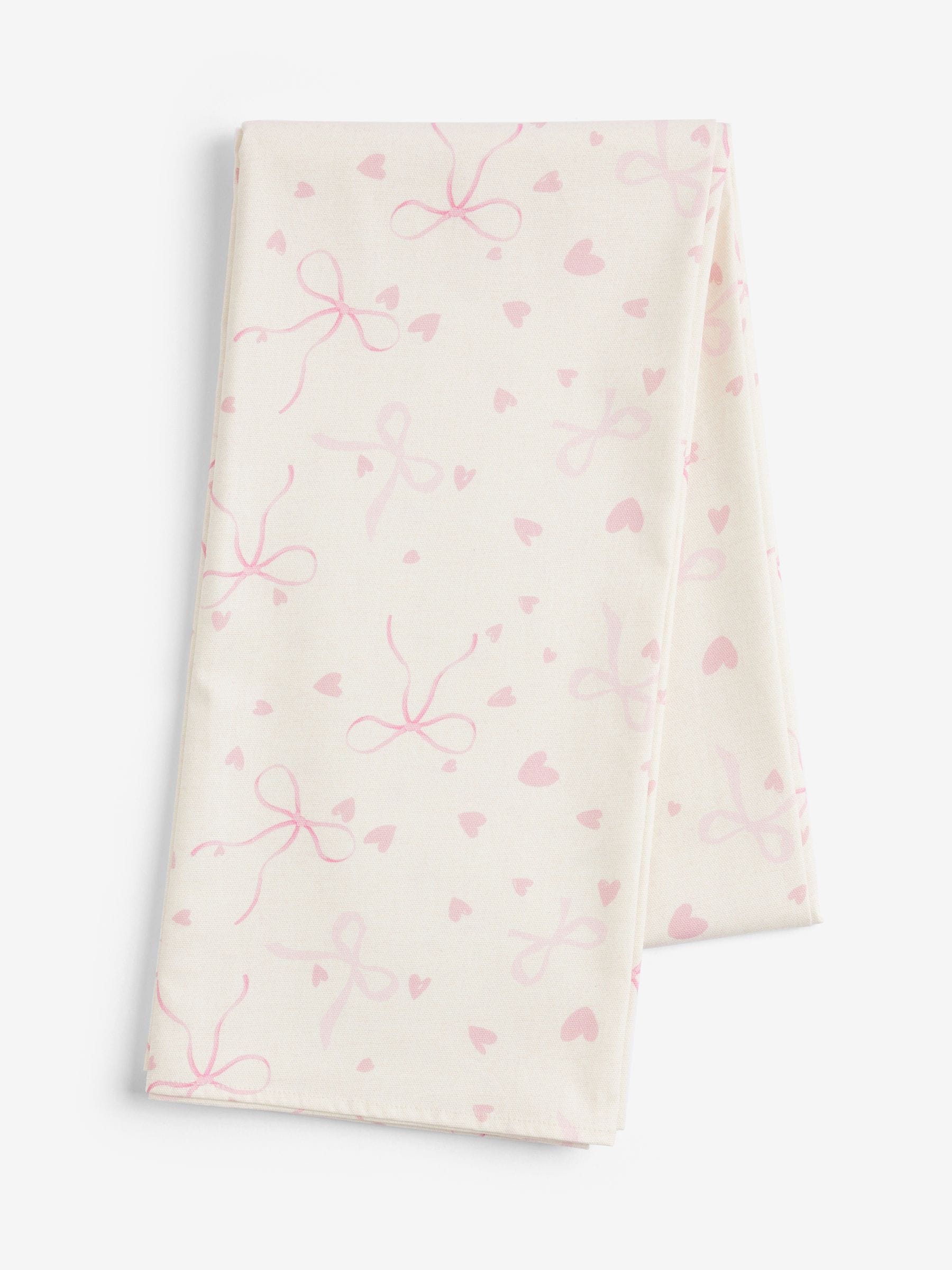 Pink Hearts and Bows Wipe Clean Tablecloth