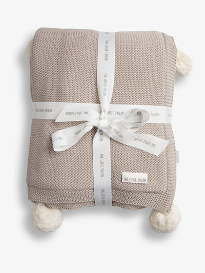 Next The Little Tailor Natural Pom Pom Plush Lined Blanket Large Baby Blanket- Buy online at McGrocer