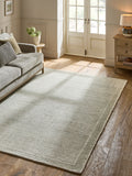 Sage green 100% wool rug distressed pattern - British product