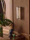 Brass Hertford 2 light wall light with ribbed glass (British brand)
