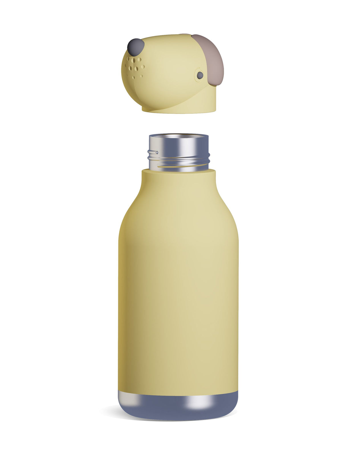 Stainless Steel Kids Water Bottle with Teddy Bear Lid, 16oz, Spill-Proof with Reusable Straw