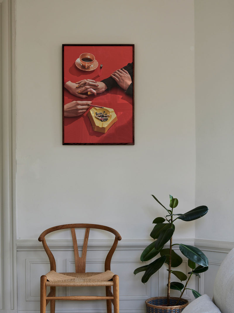 Paper Collective Red First Date Framed Wall Art Print in Dark Oak Frame
