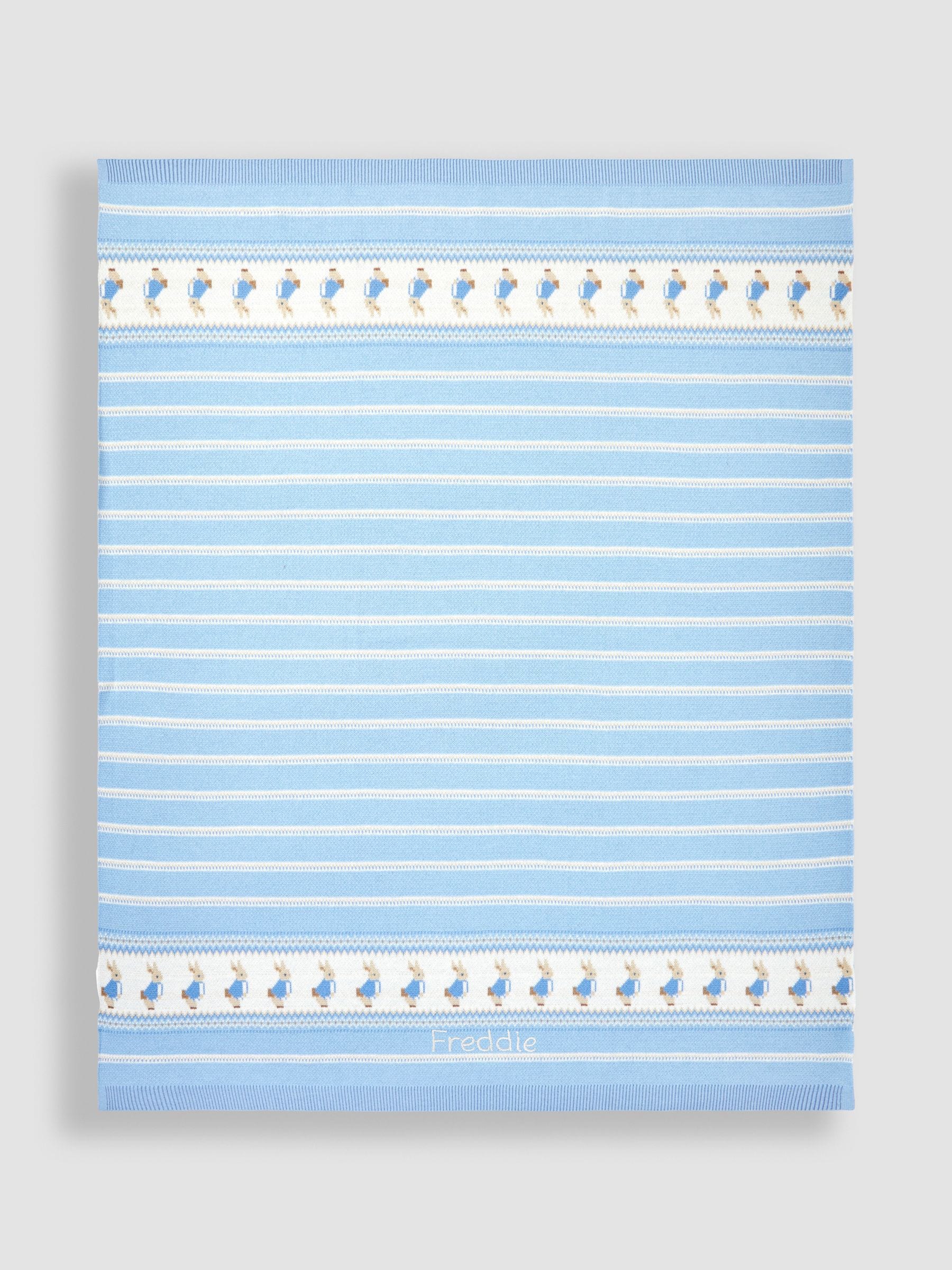 JoJo Maman Bébé Peter Rabbit knitted shawl blue 90x70cm - British product