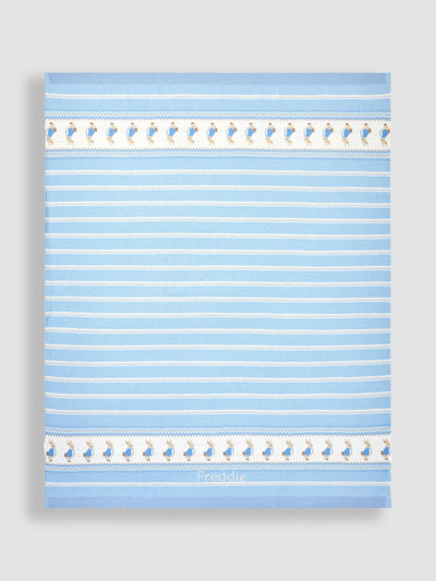 Next JoJo Maman Bébé Blue Personalised Peter Rabbit Knitted Baby Shawl 90 x 70cm- Buy online at McGrocer