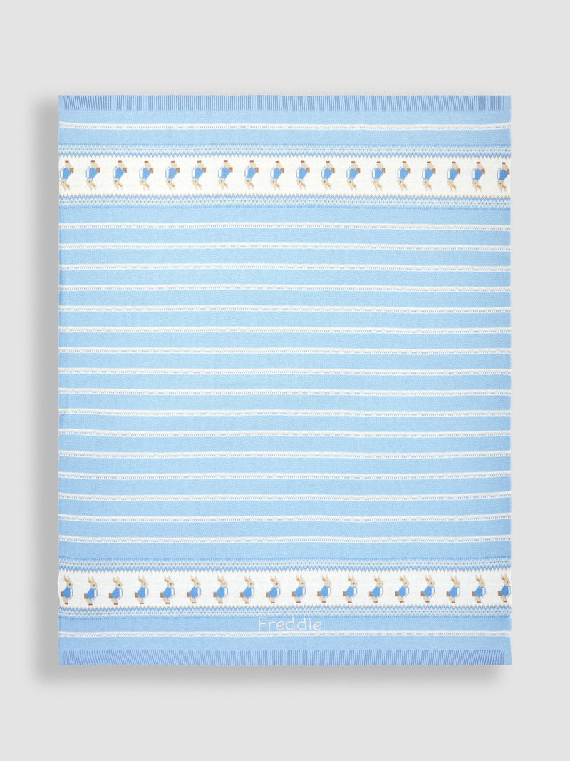 JoJo Maman Bébé Peter Rabbit knitted shawl blue 90x70cm - British product