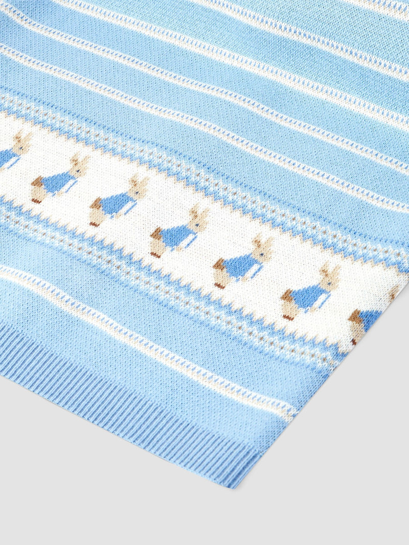 JoJo Maman Bébé Peter Rabbit knitted shawl blue 90x70cm - British product