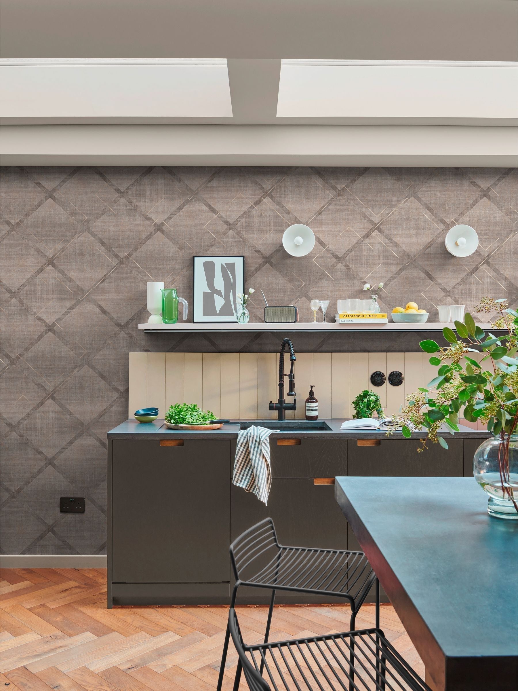 Graham & Brown wallpaper sample Grey Lorenzo Geo A4 (British brand)
