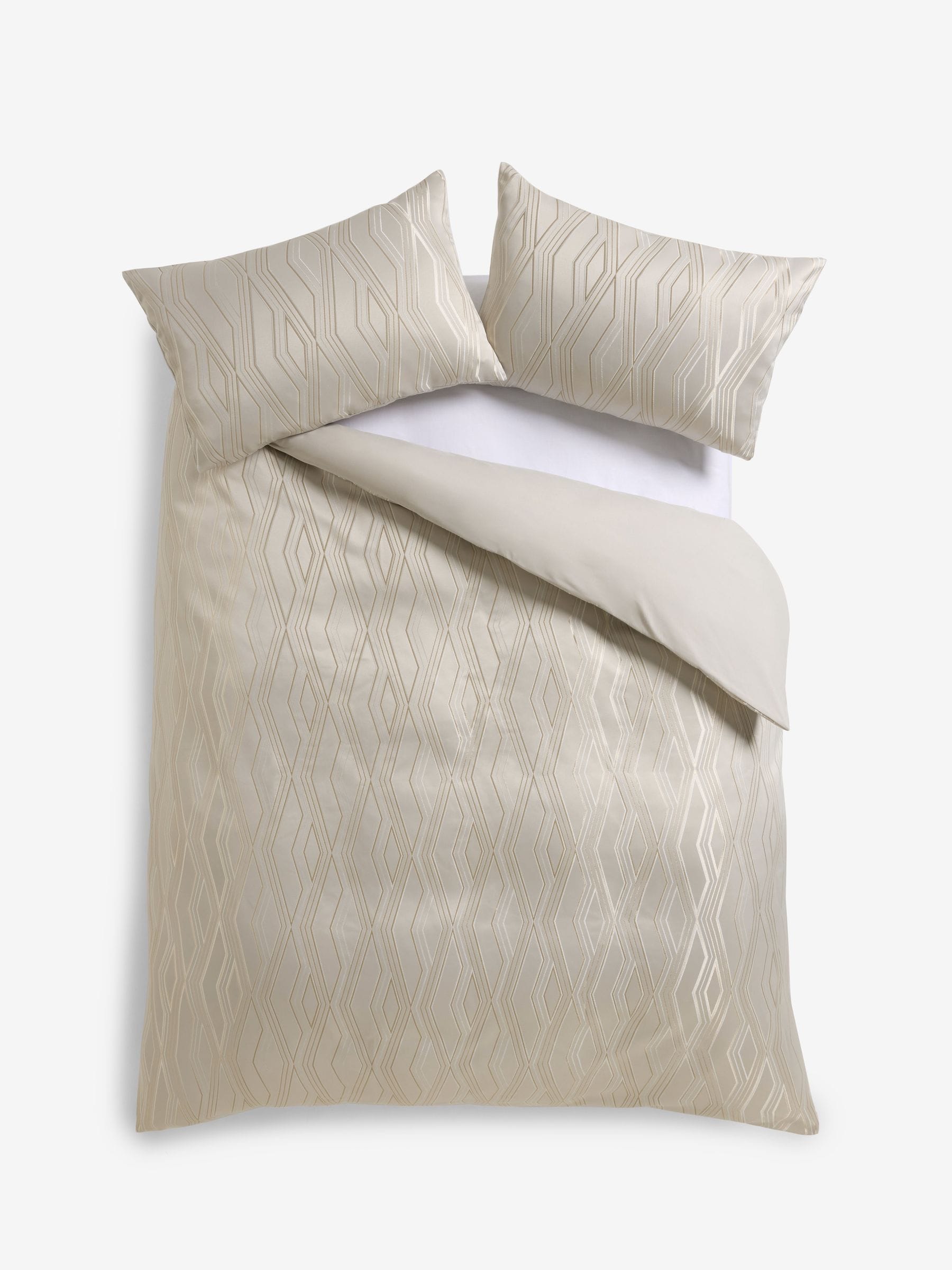 Champagne Gold Diamond Jacquard Duvet Cover and Pillowcase Set
