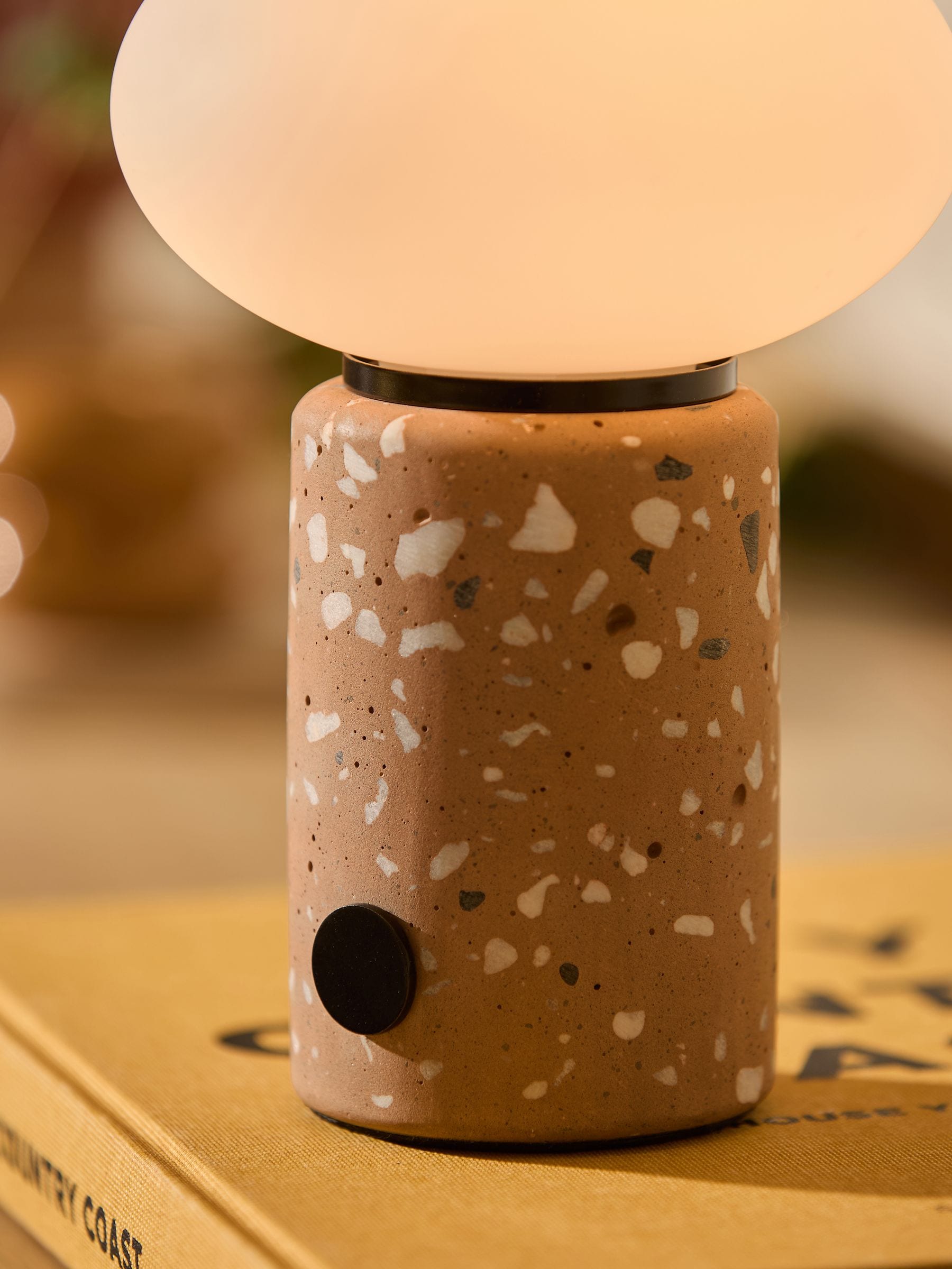 MADE.COM Brown Terazzo Mirissa USB wireless table lamp - British product