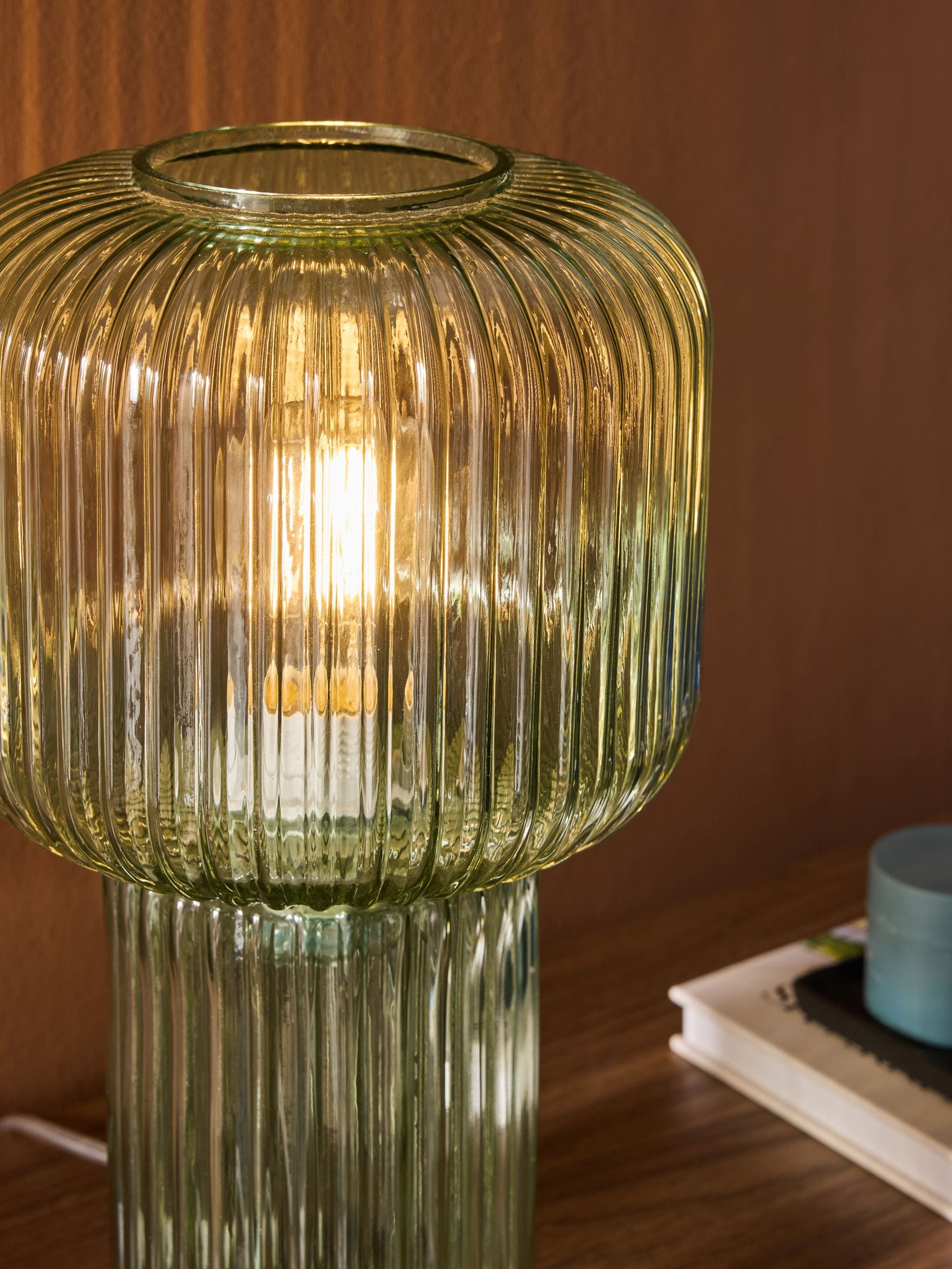 MADE.COM Briz table lamp green glass shade - British product
