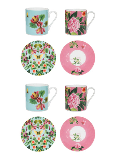 Next Designers Guild Ikebana Damask Espresso Cups and Saucers Set Of 4- Buy online at McGrocer