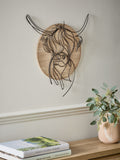 Bronx Hamish The Highland Cow black wire wall art - British product