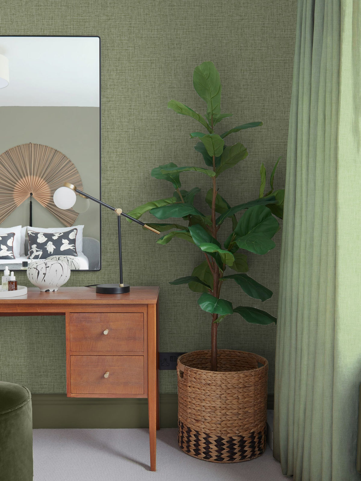 Graham & Brown Sanctuary Sage wallpaper sample, imported from the UK