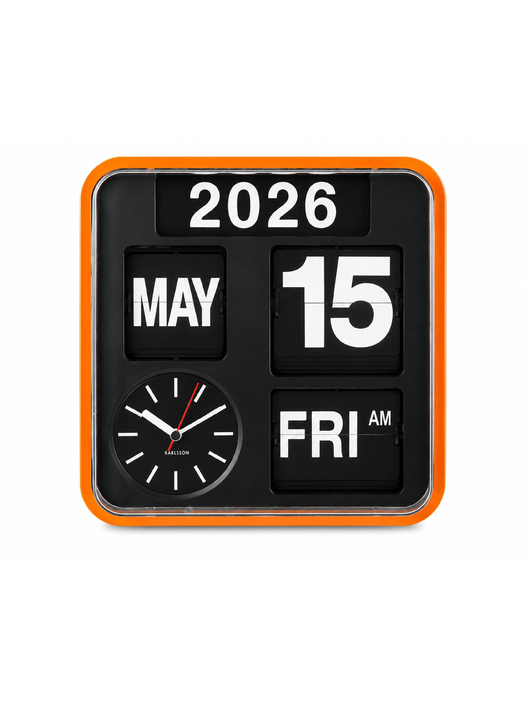Karlsson Orange Mini Flip wall clock, UK version