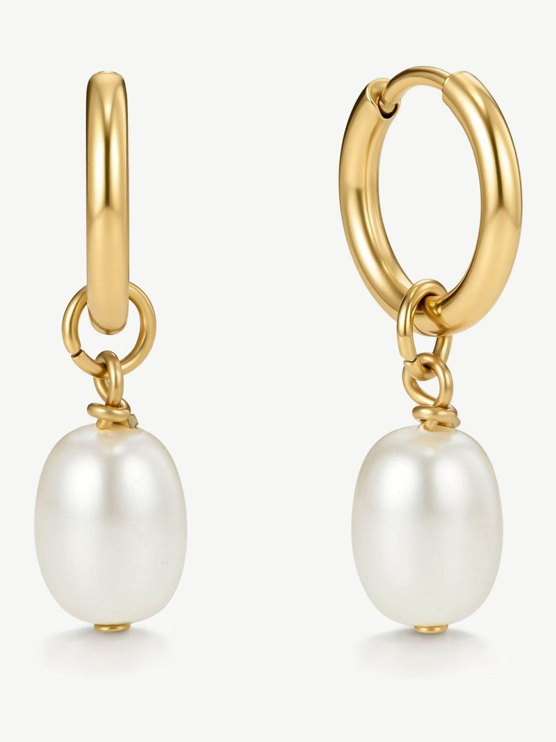D.LOUISE gold tone pearl huggies earrings - British product